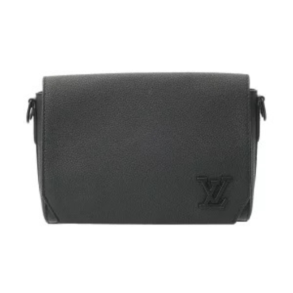 Louis Vuitton Takeoff Messenger Noir Black Grain Leather Shoulder Bag